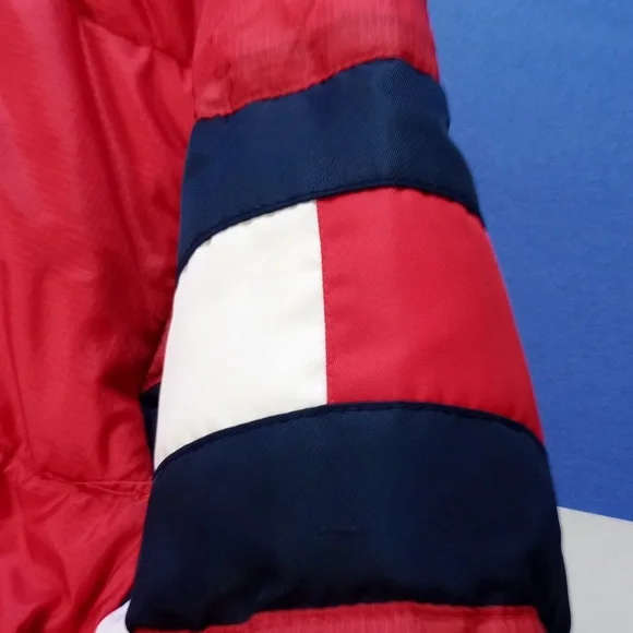 Vintage 90s Tommy Hilfiger Goose Down Puffer Jacket RED - Picture 6 of 14